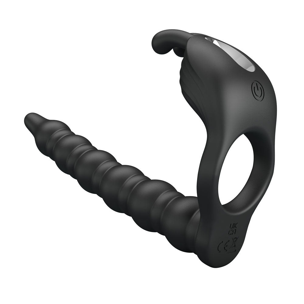 Party Up Marcus (Black) – USB Rechargeable Vibrating Cock Ring and Anal Plug