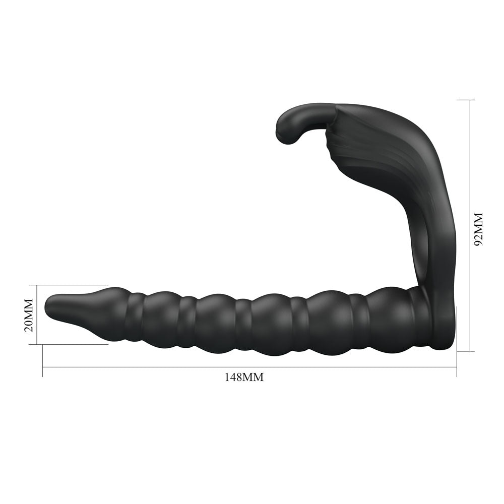 Party Up Marcus (Black) – USB Rechargeable Vibrating Cock Ring and Anal Plug