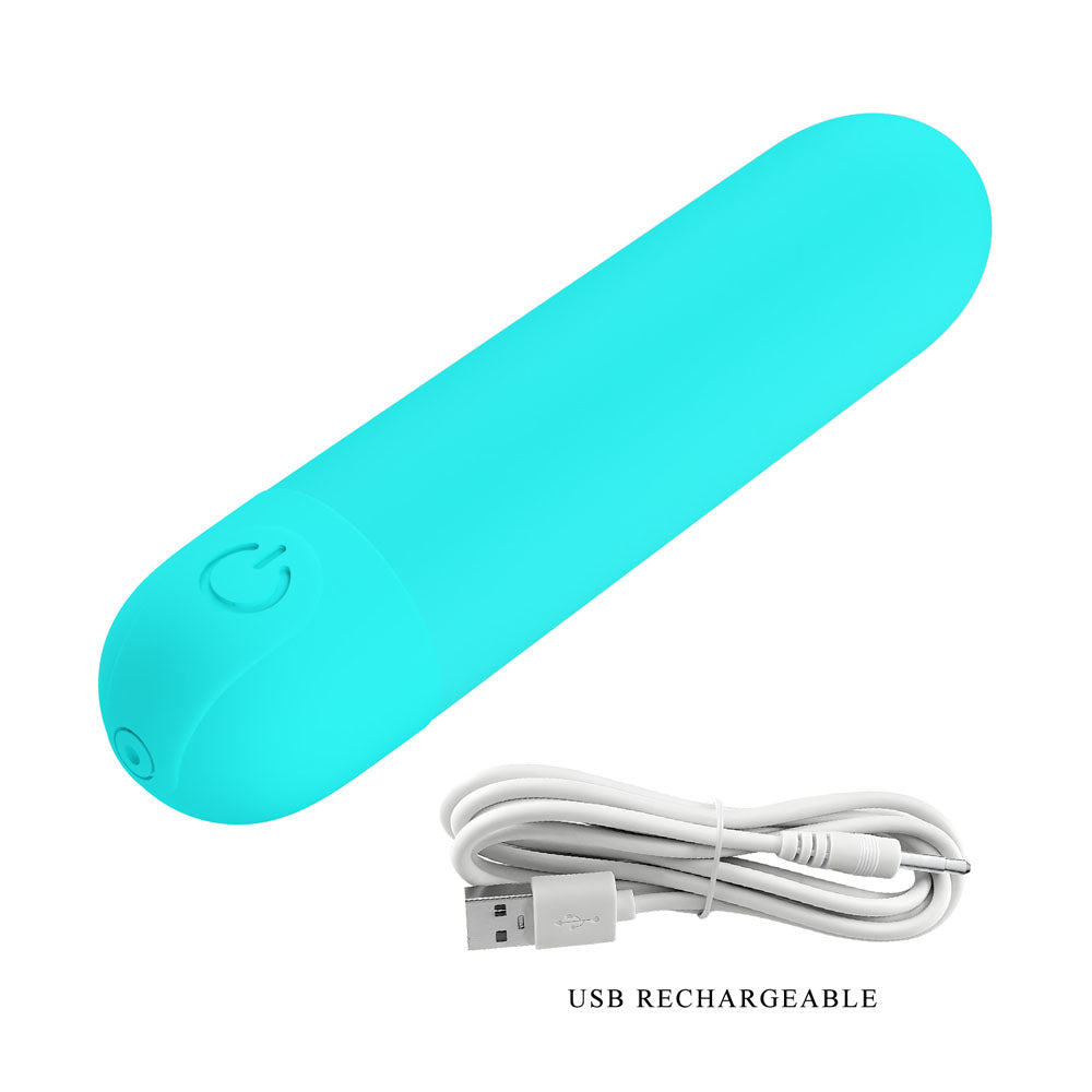 Party Up Harry Mini Bullet (Teal) – USB Rechargeable 8 cm Bullet Vibrator