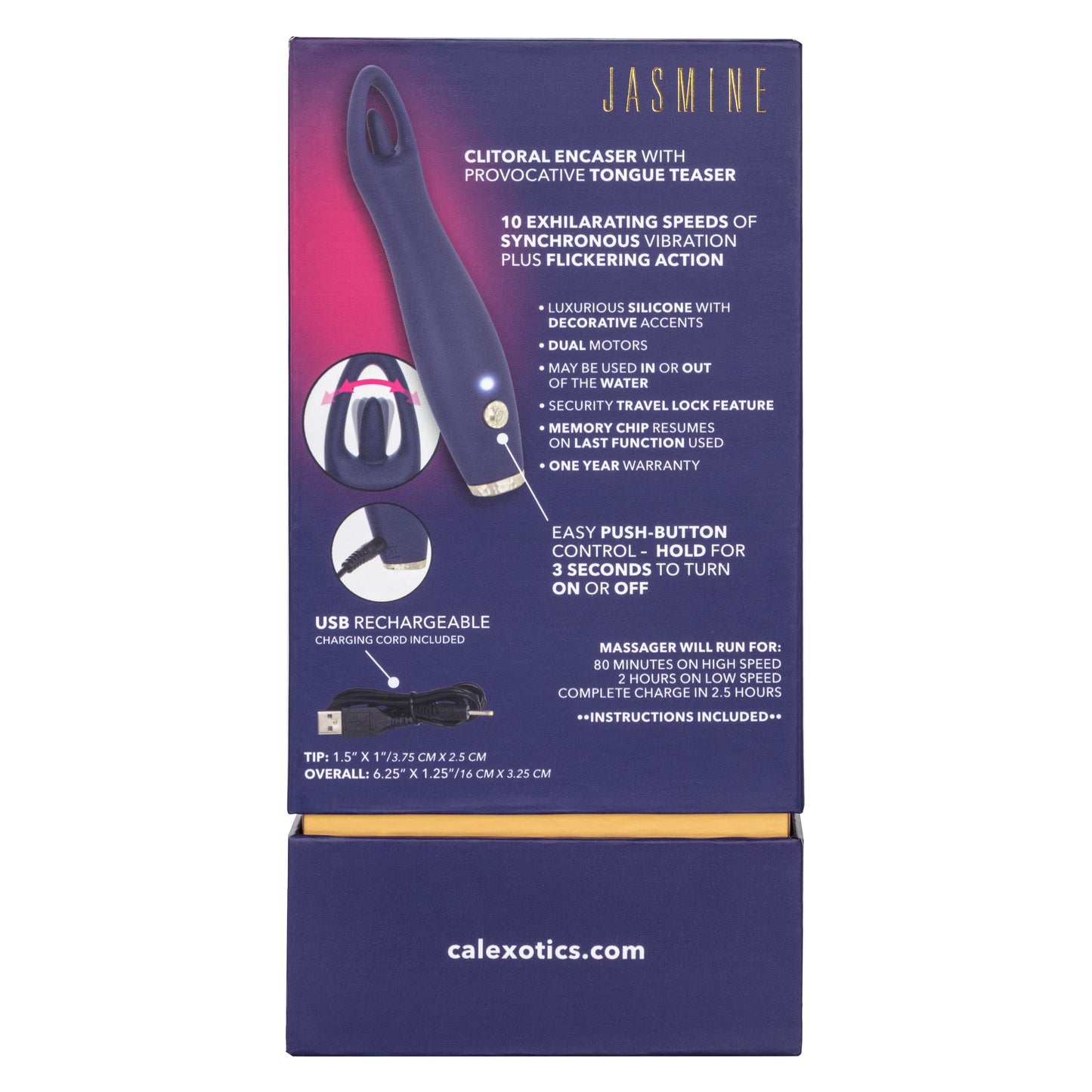 Chic Jasmine Navy Blue 6.25 Inch Dual Motor Silicone Vibrator with 10 Speeds and Rechargeable
