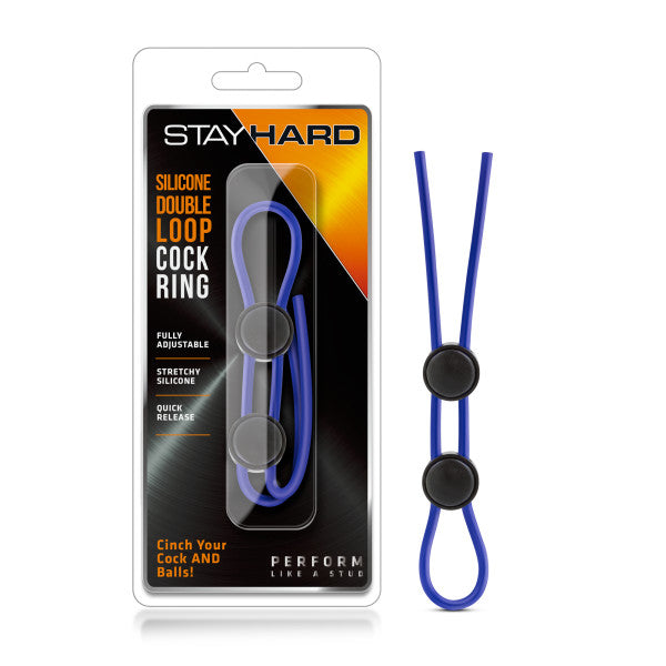 Stay Hard Silicone Double Loop (Blue) – Adjustable Cock Ring