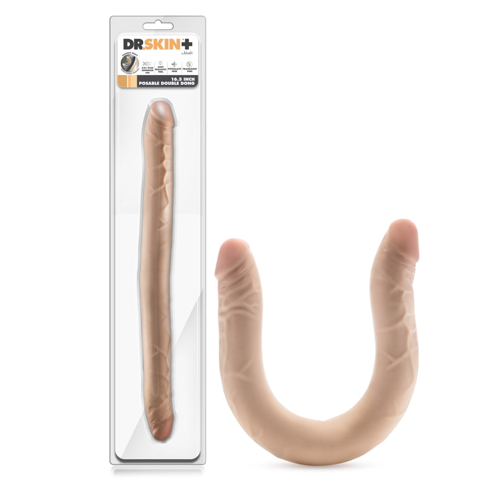 Dr Skin Plus 16.5 Inch Posable Double Dong 42 Centimeter Dual Ended Dildo