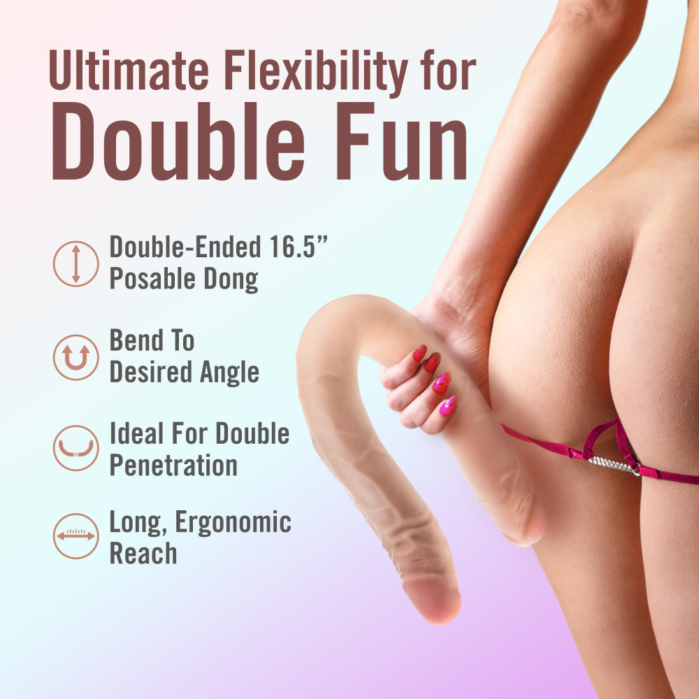 Dr Skin Plus 16.5 Inch Posable Double Dong 42 Centimeter Dual Ended Dildo