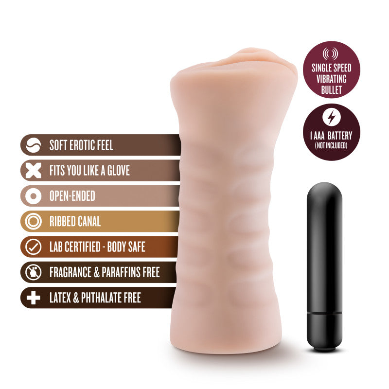 M For Men Rain Vanilla Realistic Vibrating Sleeve Toy