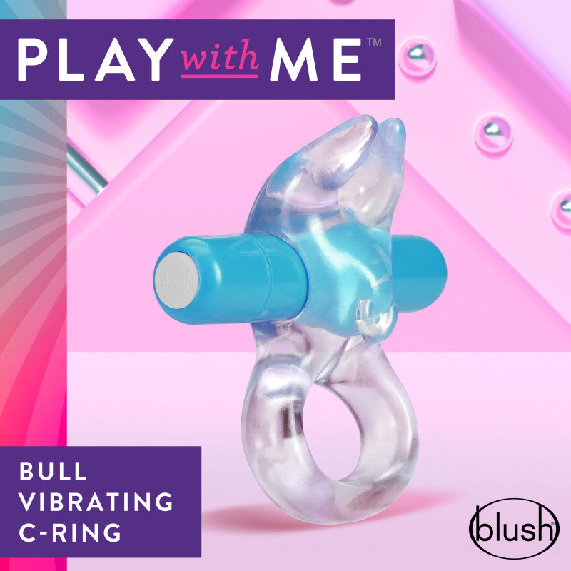 Play With Me Bull Vibrating Cock Ring Blue for Pleasure