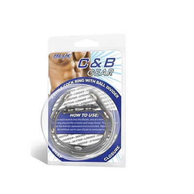 Blue Line V-Style Cock Ring With Ball Divider Size Medium