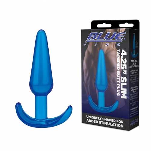 Blue Line 4.25 Inch Slim Tapered Butt Plug in Blue