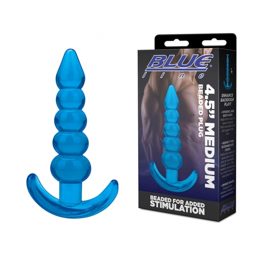 Blue Line 4.5 Inch Medium Blue Beaded Plug with Smooth Tapered Tip and Flared Base