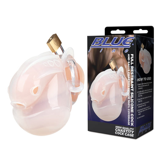 Blue Line Full Restraint Silicone Cock and Balls Chastity Device
