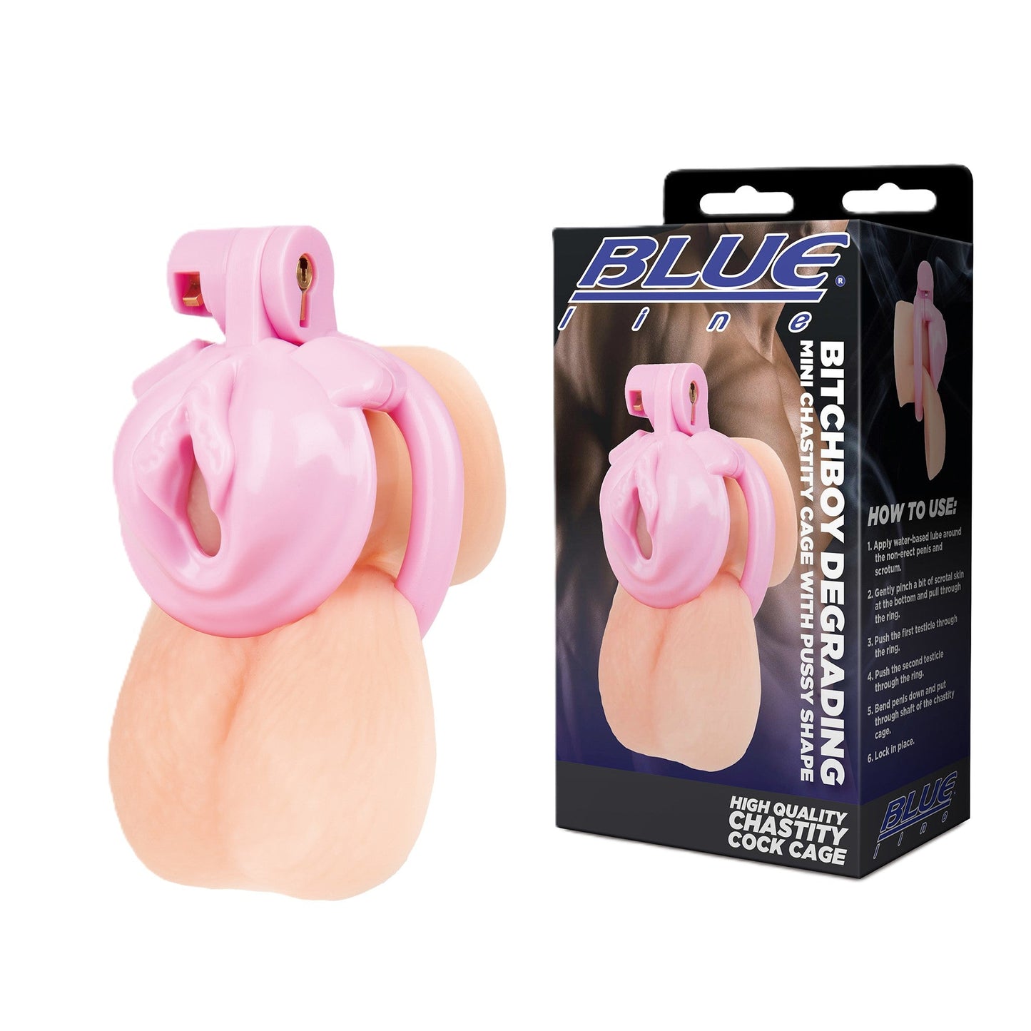 Blue Line Bitchboy Degrading Mini Chastity Cage – Lightweight Chastity Cage