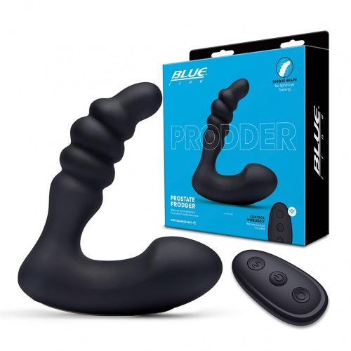 Blue Line Prodder Black Silicone Sphincter Training Remote Controlled Prostate Stimulator