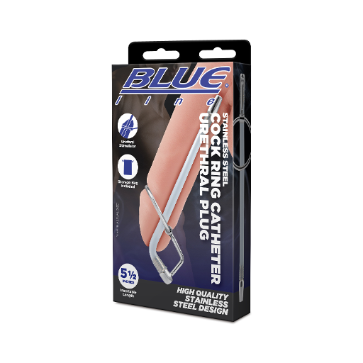 Blue Line Stainless Steel 5.5 Inch Cock Ring Urethral Plug