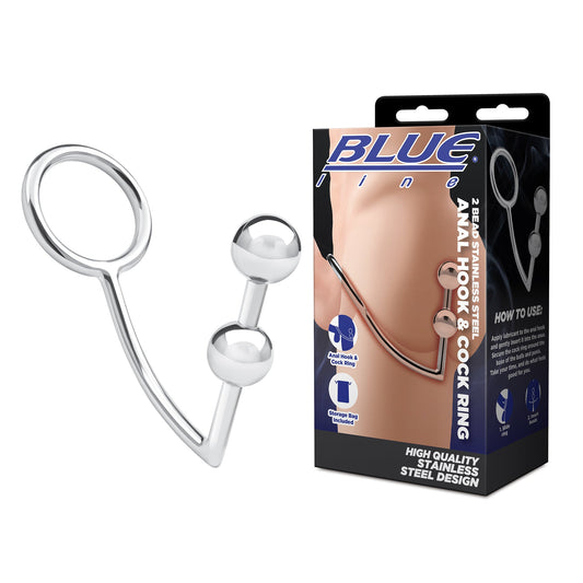 Blue Line Stainless Steel Anal Hook and Cock Ring 45mm