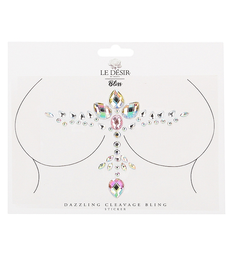 Shots Dazzling Cleavage Bling Sticker with Multicolor Rhinestones