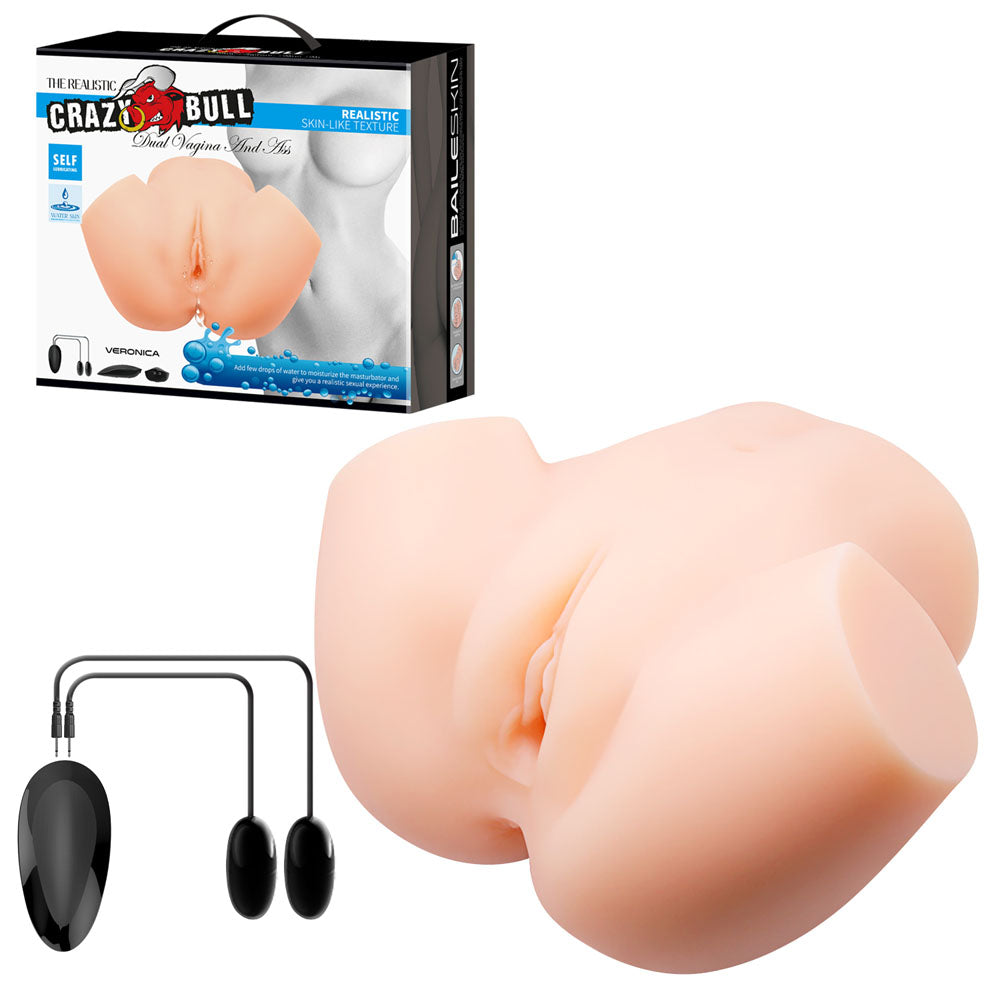 Crazy Bull Veronica (Black) – Vibrating Dual Vagina and Ass Torso Masturbator