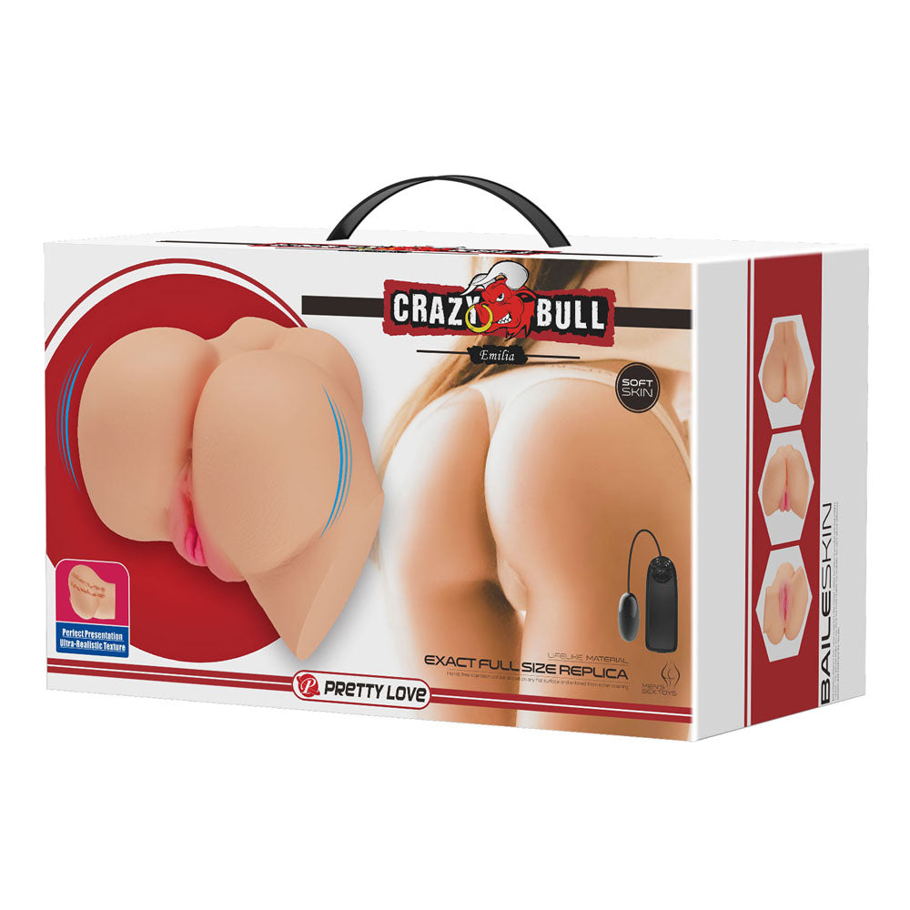 Crazy Bull Emilia Vibrating Torso Masturbator 12 Inch Realistic Skin Color