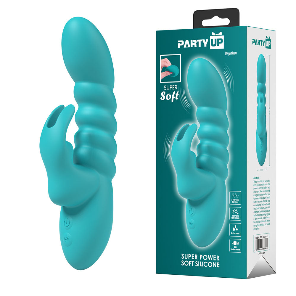 Party Up Brynlyn (Teal) – USB Rechargeable 18.2 cm Rabbit Vibrator