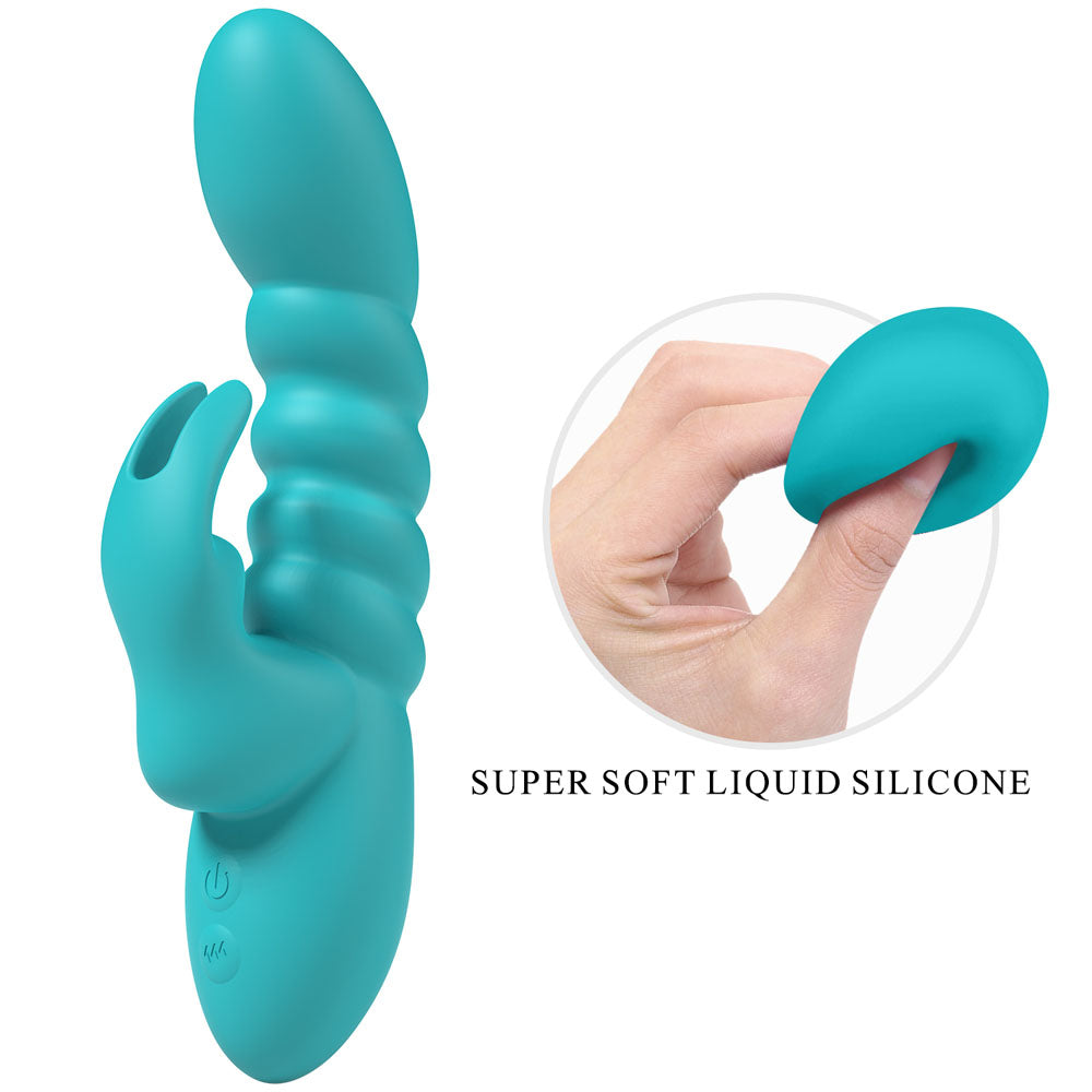 Party Up Brynlyn (Teal) – USB Rechargeable 18.2 cm Rabbit Vibrator