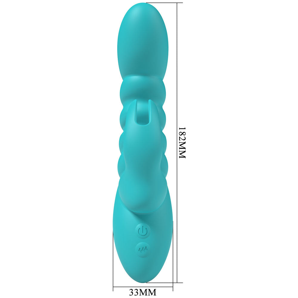 Party Up Brynlyn (Teal) – USB Rechargeable 18.2 cm Rabbit Vibrator