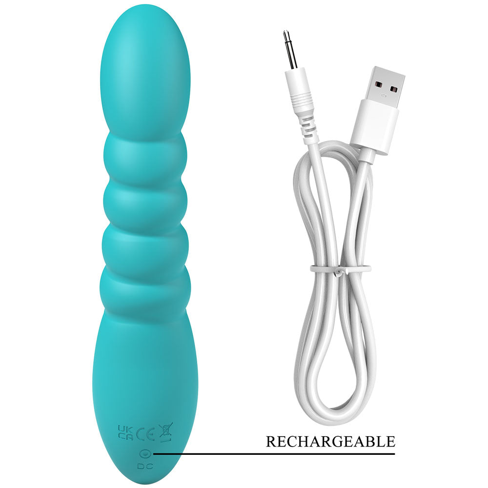Party Up Brynlyn (Teal) – USB Rechargeable 18.2 cm Rabbit Vibrator
