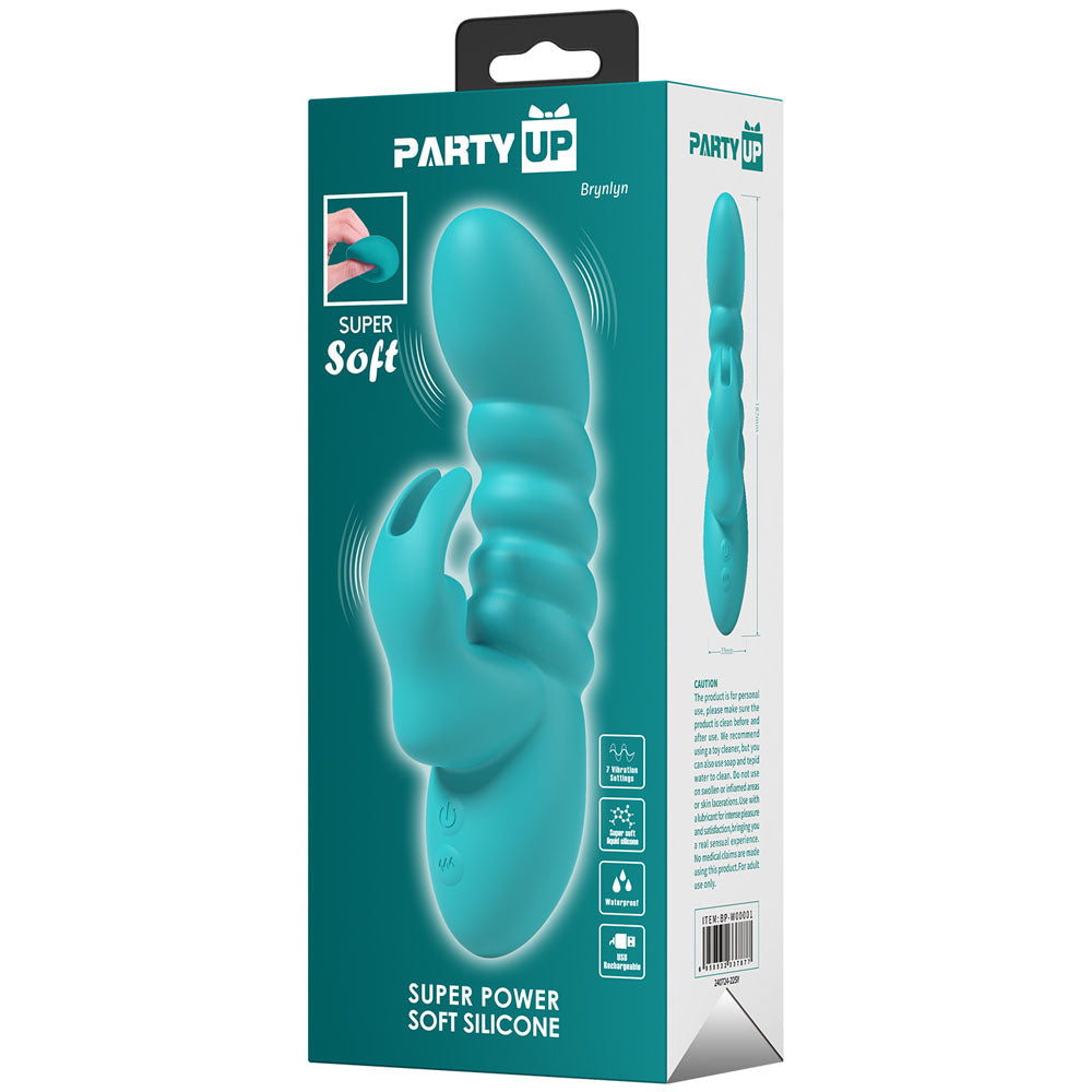 Party Up Brynlyn (Teal) – USB Rechargeable 18.2 cm Rabbit Vibrator