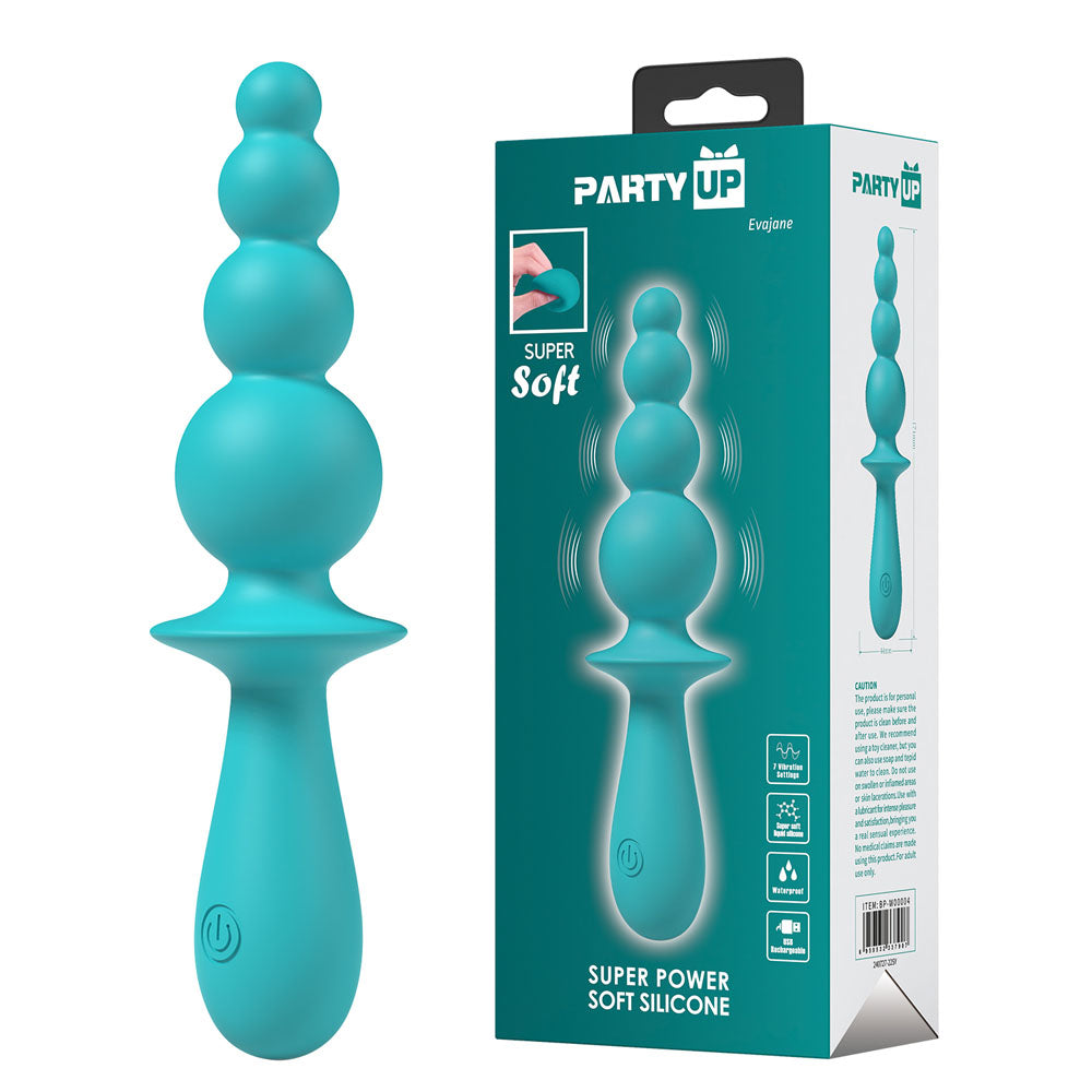 Party Up Evajane Teal 17.1 Centimeter Beaded Vibrator