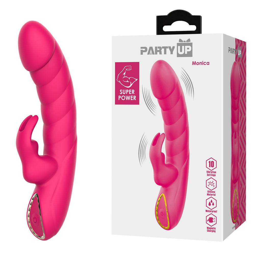 Party Up Monica – USB Rechargeable Waterproof 15.8 cm Rabbit Vibrator