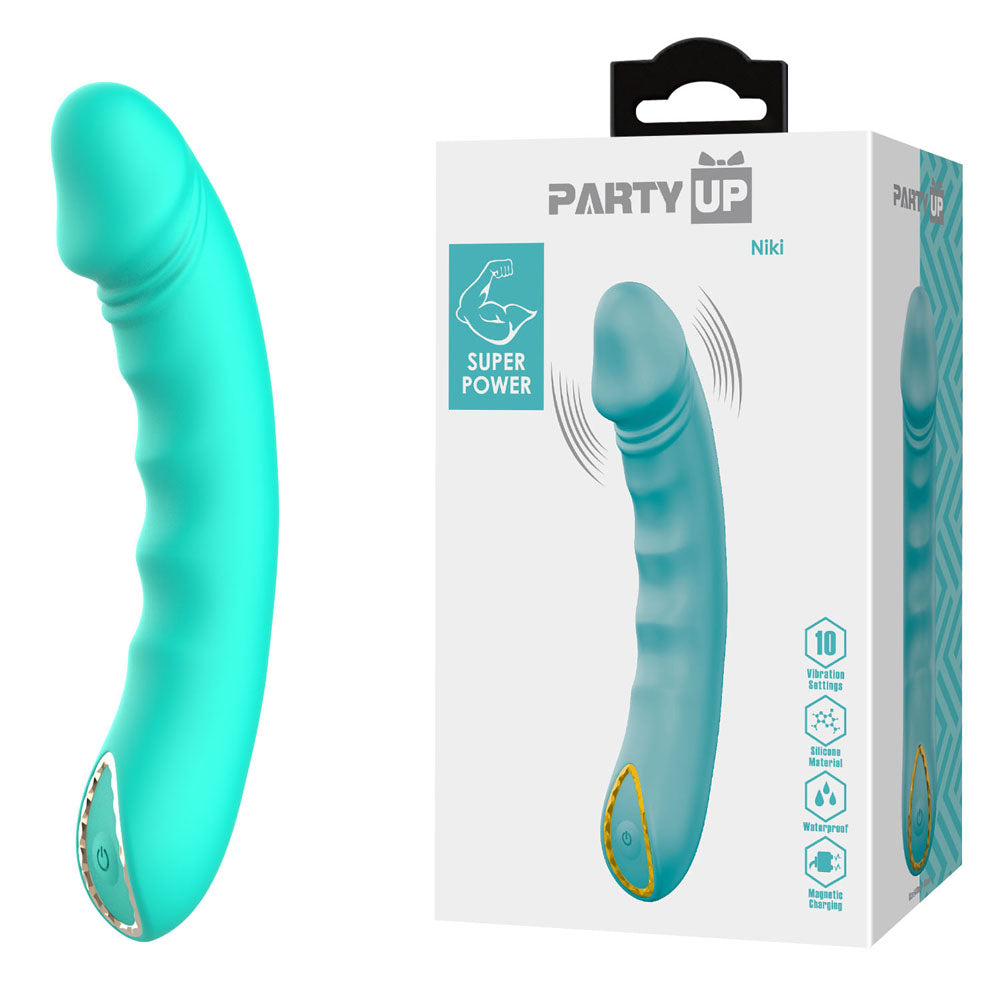 Party Up Niki (Teal) – USB Rechargeable 15.4 cm Vibrator