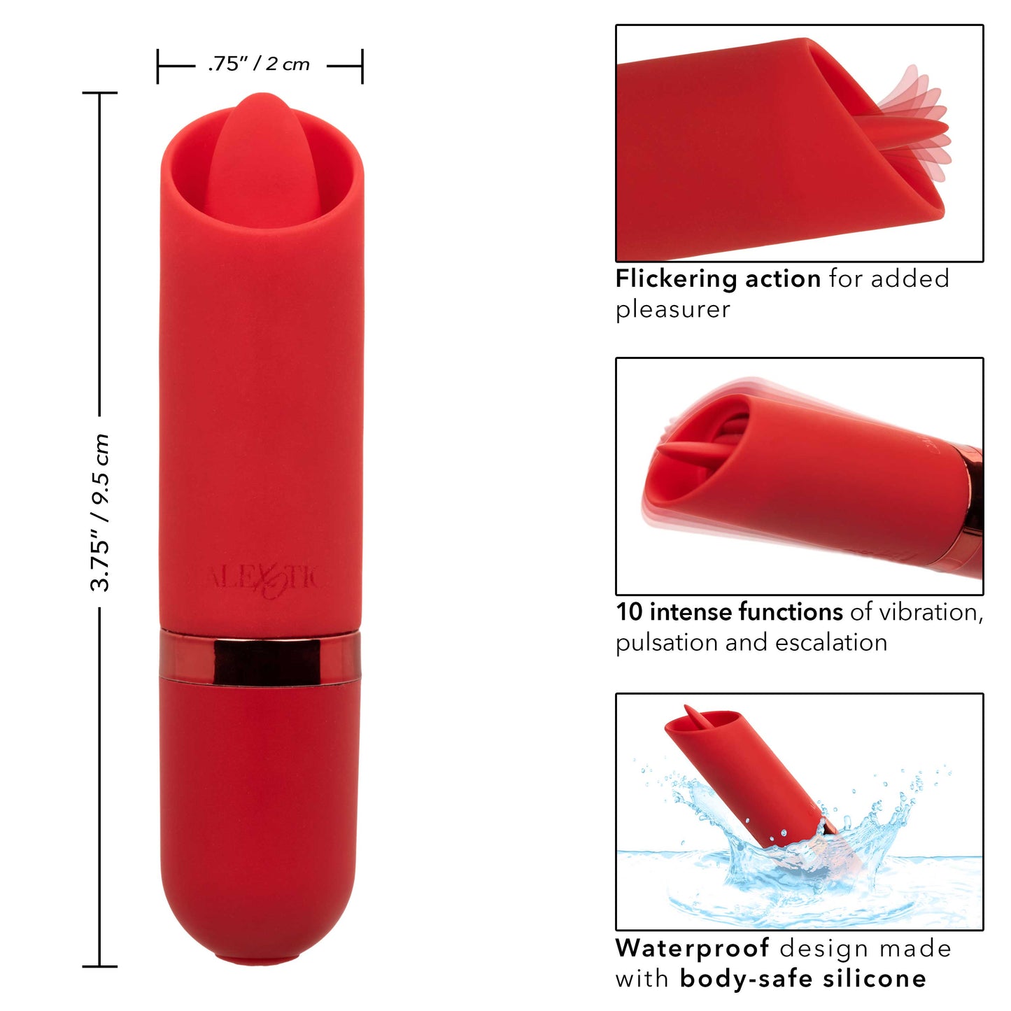 Kyst Flicker Mini (Pink) – Waterproof Mini Massager with Flickering Tongue Tip and 10 Vibration Functions