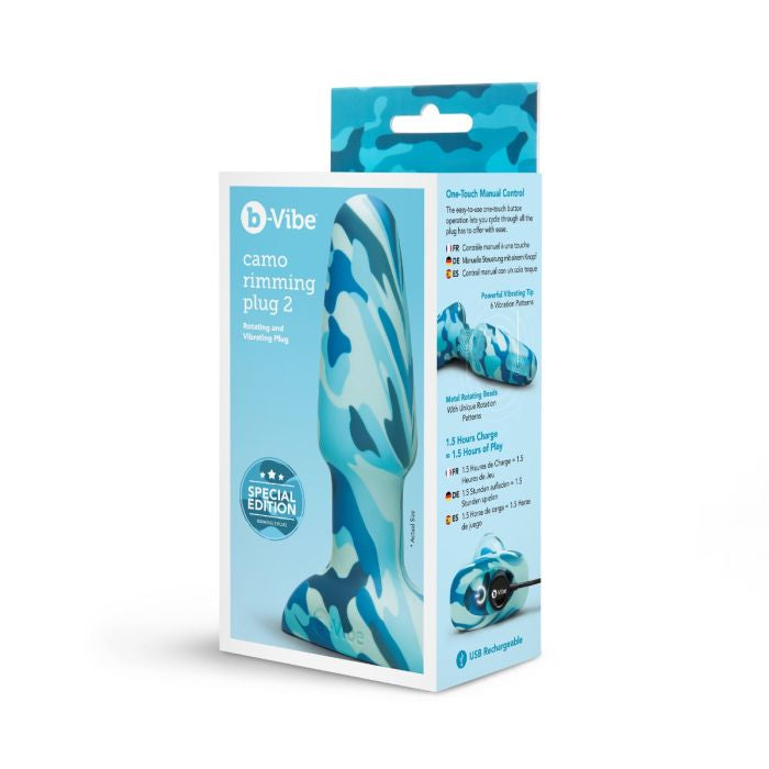b-Vibe Rimming Plug 2 (Camo) – USB-Rechargeable Vibrating Butt Plug