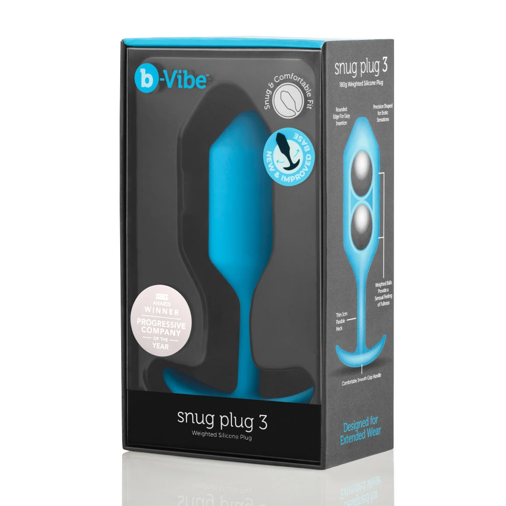 B-Vibe Snug Plug 3 Weighted Silicone Plug Teal