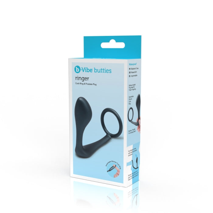 b-Vibe Ringer (Black) – Adjustable Cock Ring and Plug