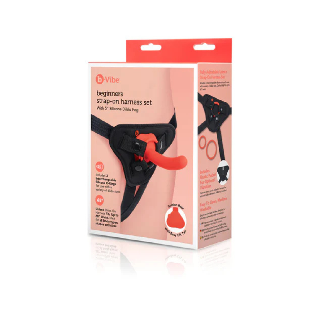 B-Vibe Beginner Strap-On Harness Set – Silicone Strap-On Kit 5" Inch