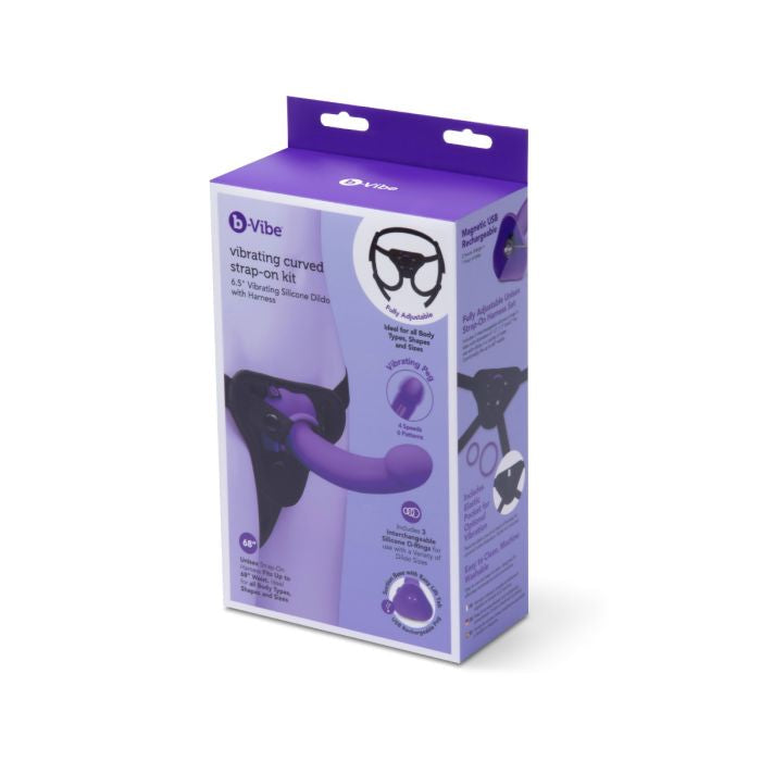 b-Vibe Vibrating Curved Strap-On Kit – Silicone 6.5 Inch Strap-On