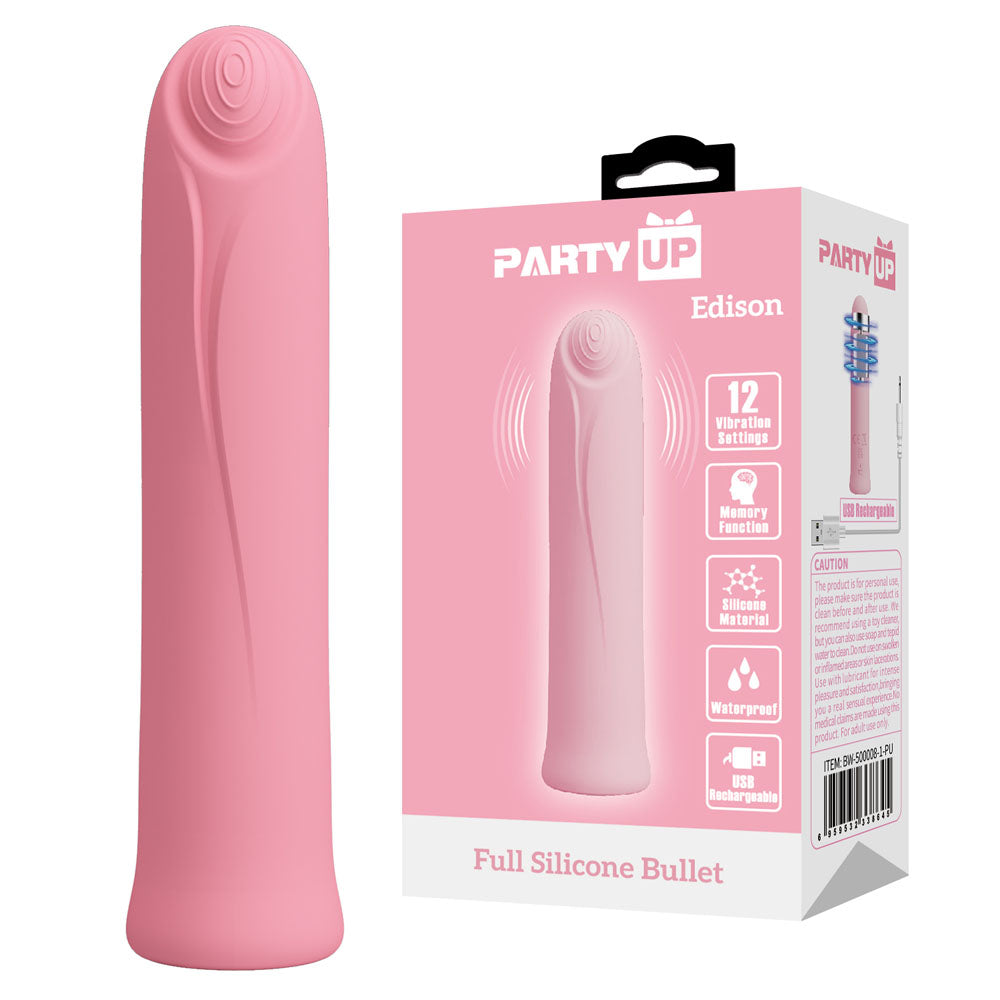Party Up Edison (Black) – USB Rechargeable 10.3 cm Bullet Vibrator
