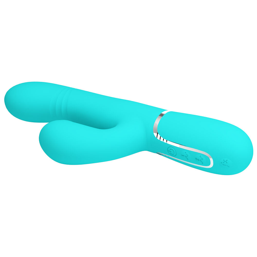 Party Up Paul Rolling Beads Vibrator Teal 22.6 cm Thrusting Rabbit Vibrator