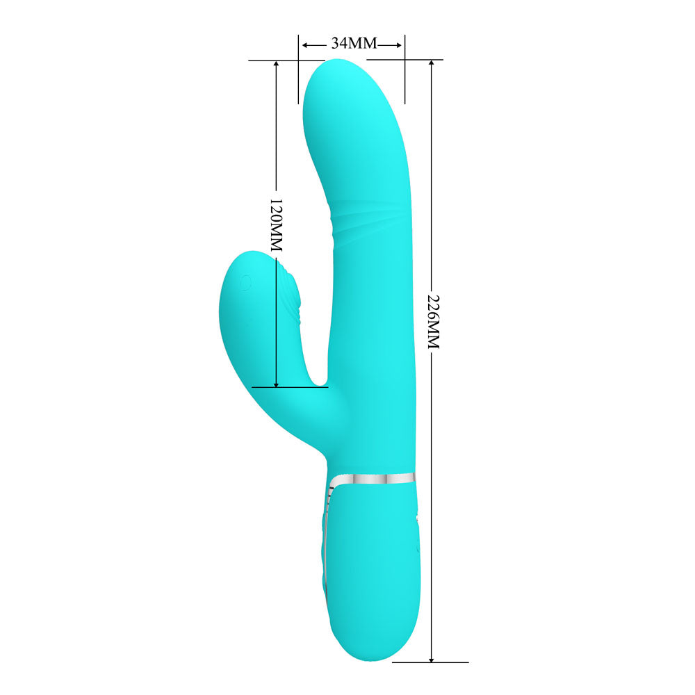 Party Up Paul Rolling Beads Vibrator Teal 22.6 cm Thrusting Rabbit Vibrator