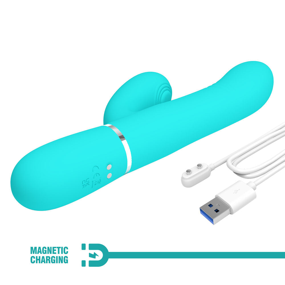 Party Up Paul Rolling Beads Vibrator Teal 22.6 cm Thrusting Rabbit Vibrator