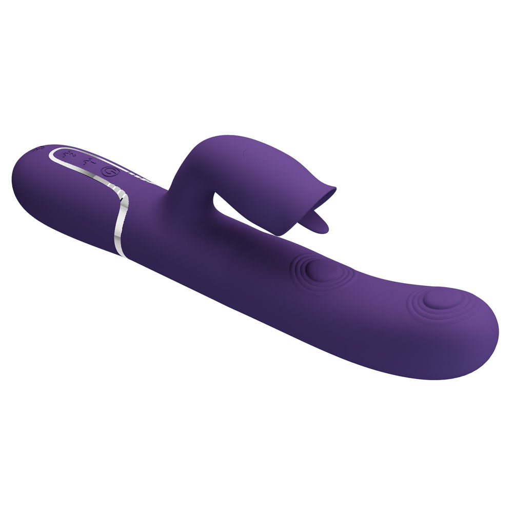 Party Up Alan Dual Motor Vibrator 22.8 Centimeters with Licking Clit Stimulator and Thumping Shaft