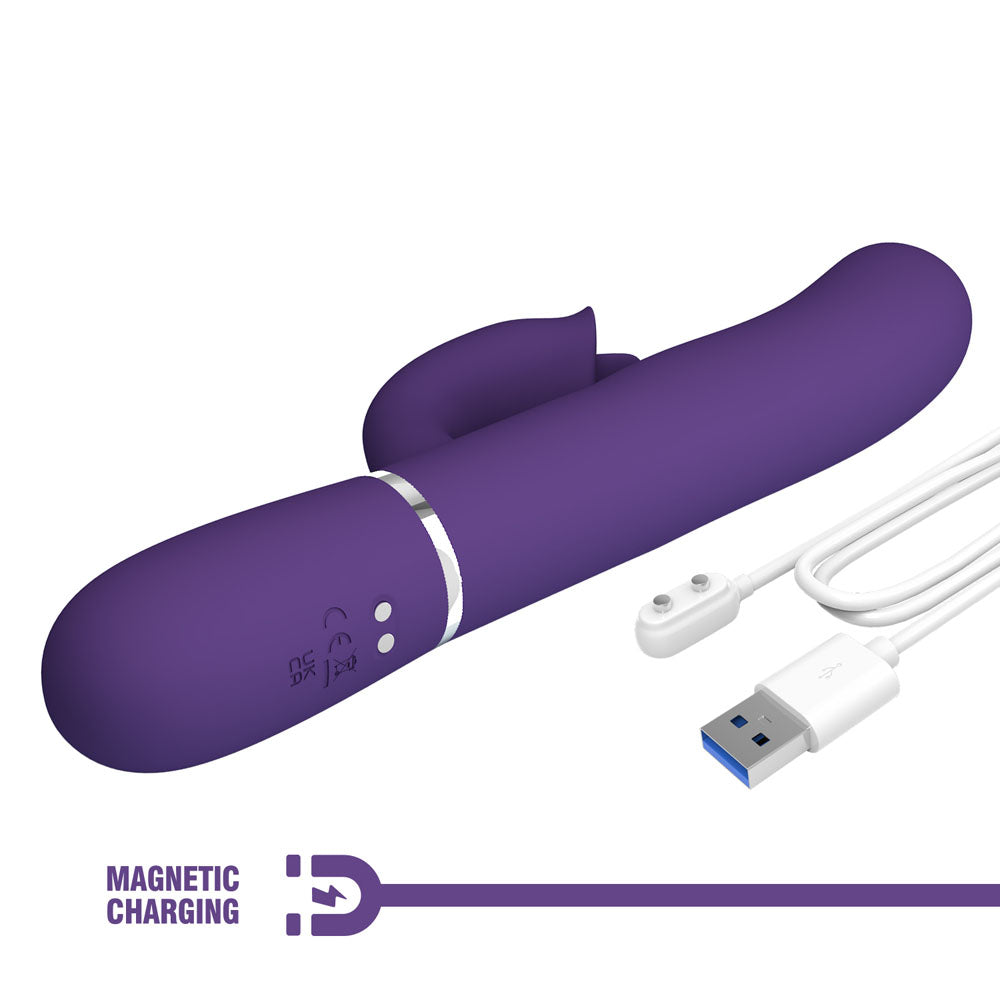 Party Up Alan Dual Motor Vibrator 22.8 Centimeters with Licking Clit Stimulator and Thumping Shaft