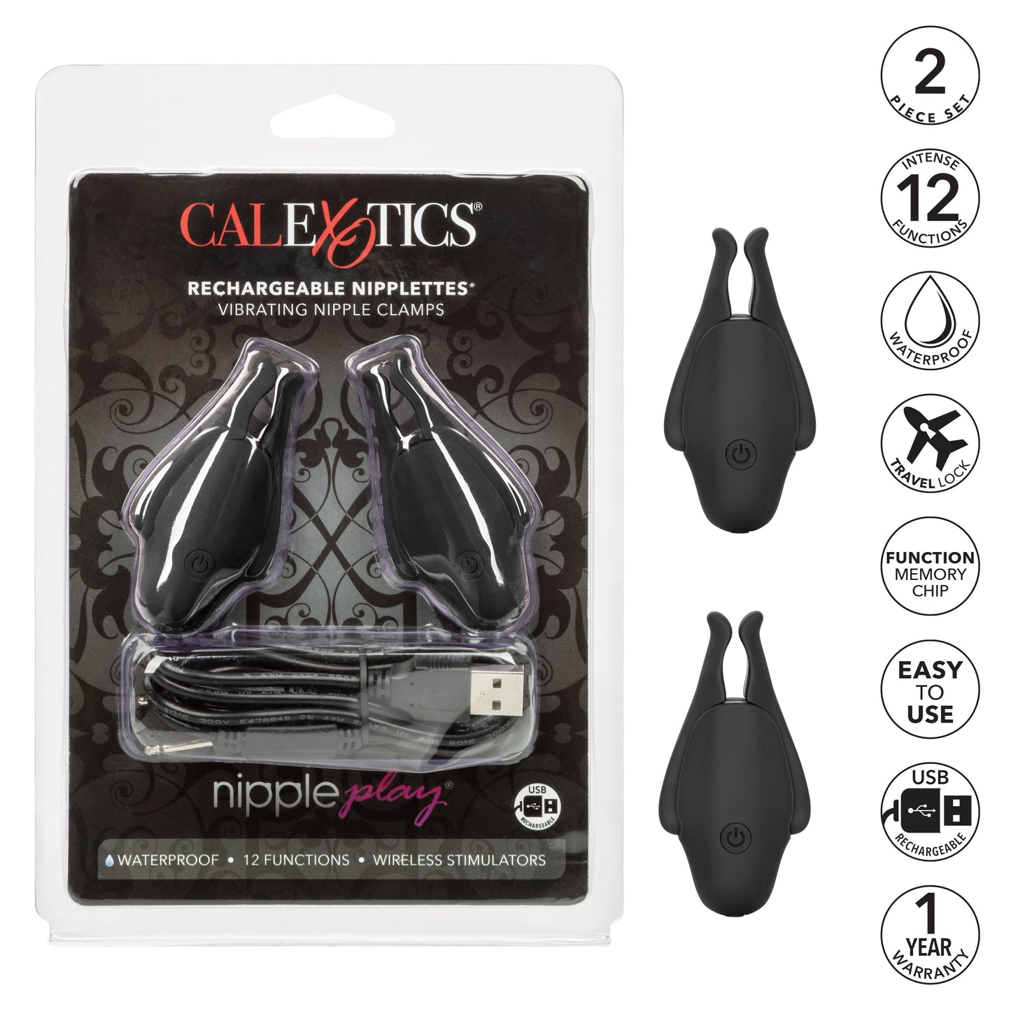Rechargeable Nipplettes – Vibrating Adjustable Nipple Clamps