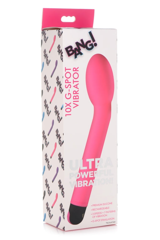 Bang 10X G-Spot Vibrator Pink 8.2 Inch Silicone with 3 Speeds and 7 Vibration Patterns