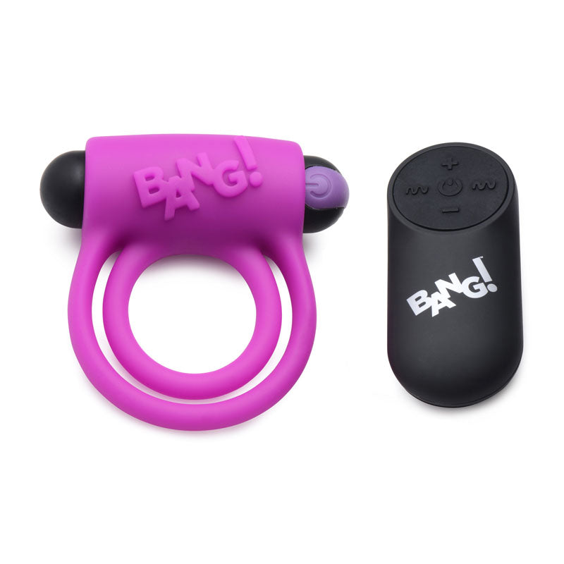 Bang Silicone Cock Ring and Bullet - Vibrating Cock Ring with Wireless Remote in Black
