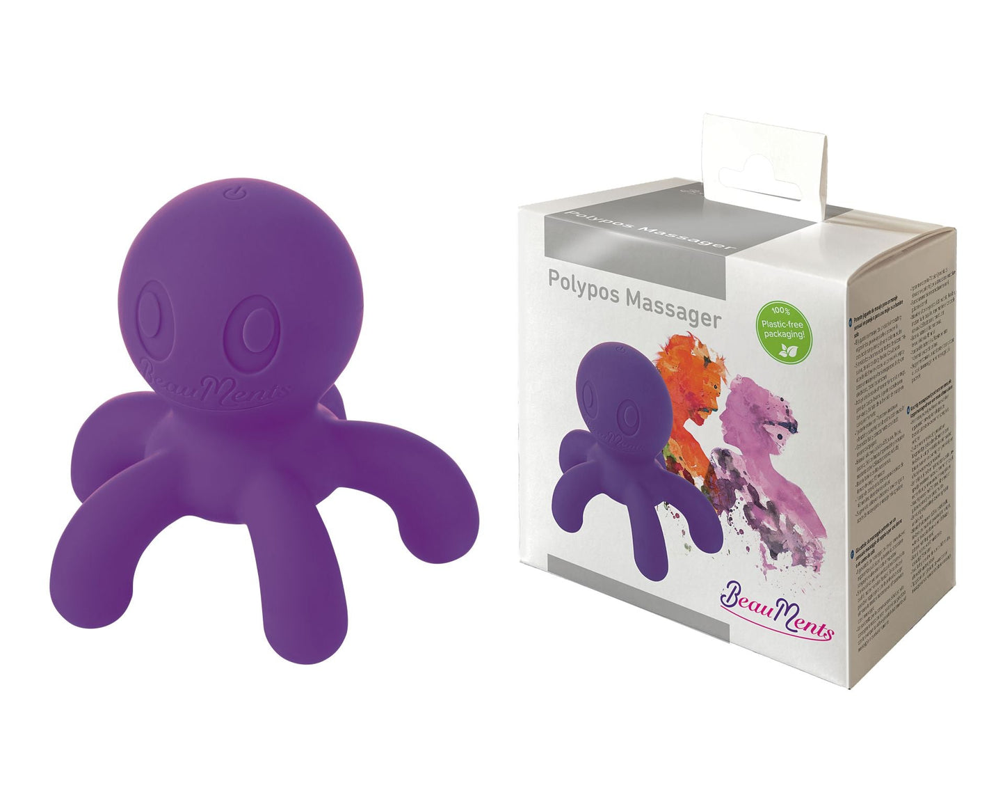 BeauMents Polypos Massager Purple Silicone Ergonomic 5-Tentacle Vibrating Muscle Stimulator with 7 Functions and Motor