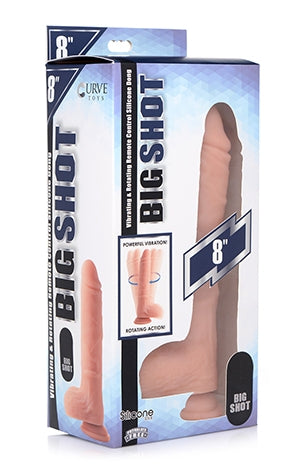 Big Shot 8 Inch Rotating Liquid Silicone Dong with Balls Beige