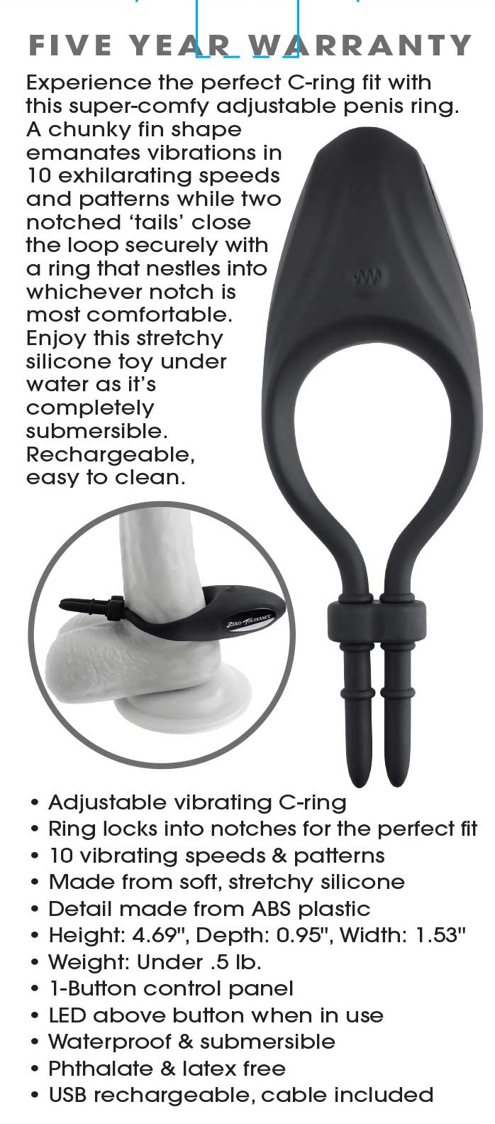 Zero Tolerance Perfect Fit USB Rechargeable Vibrating Penis Ring