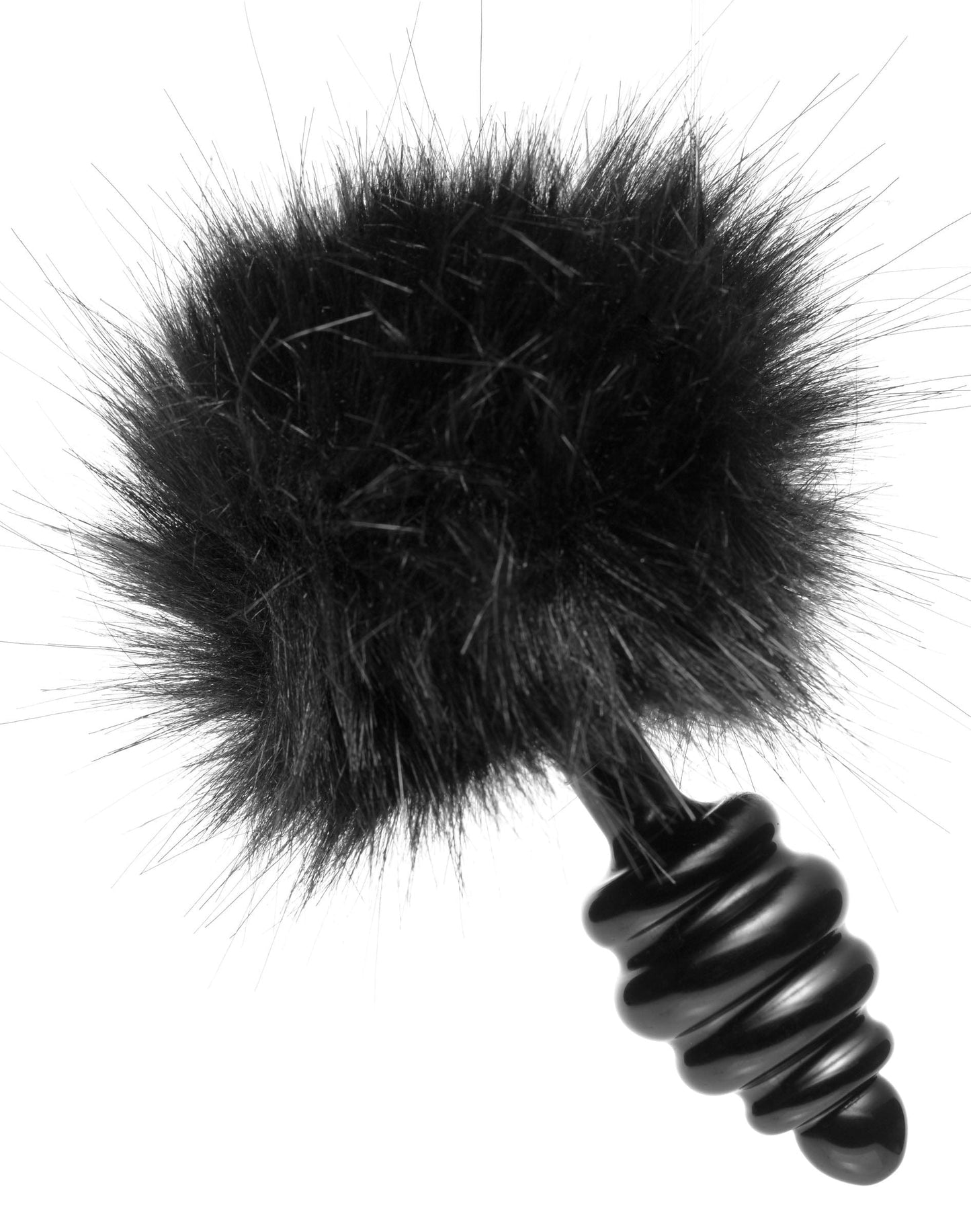 Black Bunny Tail Anal Plug with Fuzzy Tail and Tapered Tip