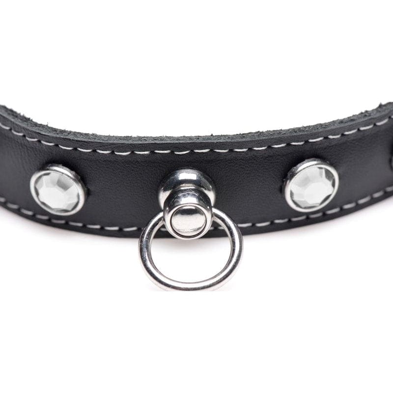 Bling Vixen Leather Choker with Clear Rhinestones