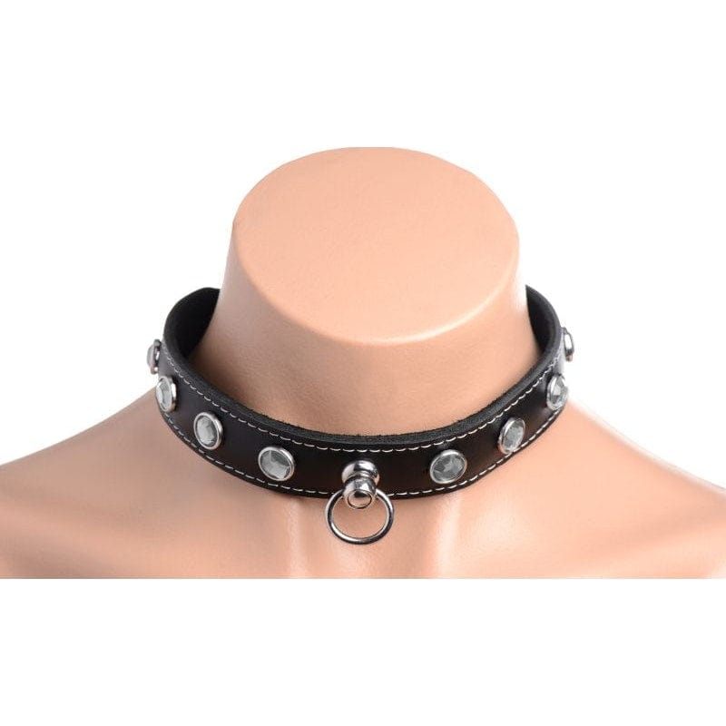 Bling Vixen Leather Choker with Clear Rhinestones
