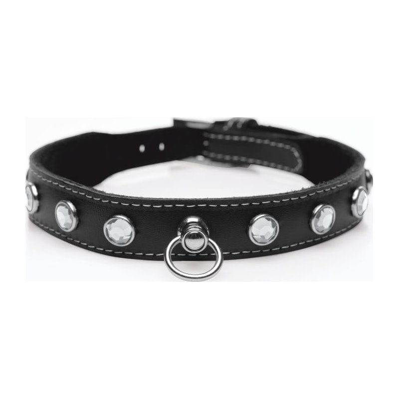 Bling Vixen Leather Choker with Clear Rhinestones